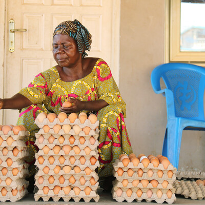 Woman working with eggs