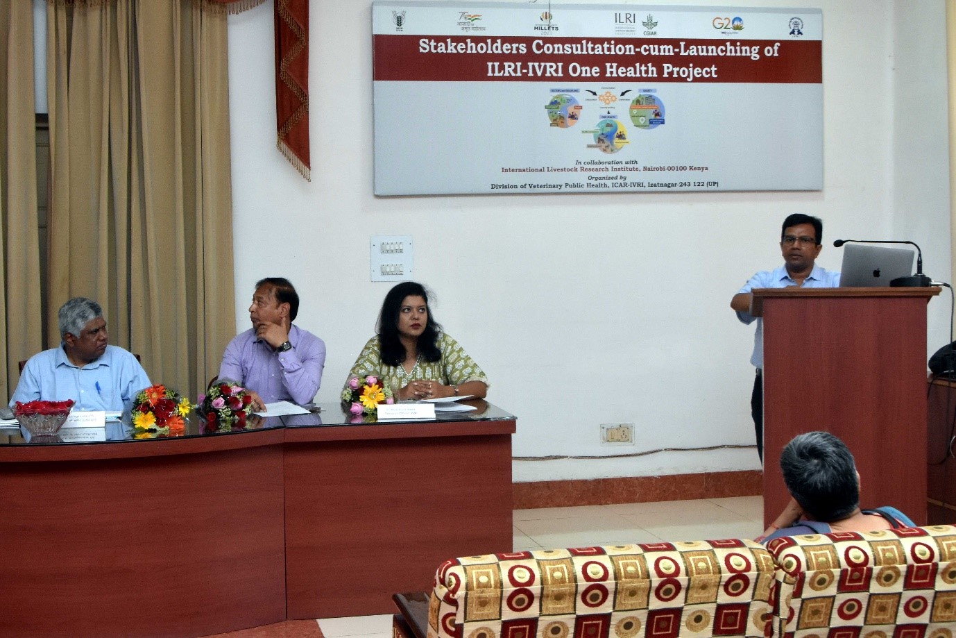 Ram Pratim Deka (scientist, ILRI) addressing the participants at the launch of the CGIAR One Health Initiative in India (photo credit: ILRI/Ram Pratim Deka).
