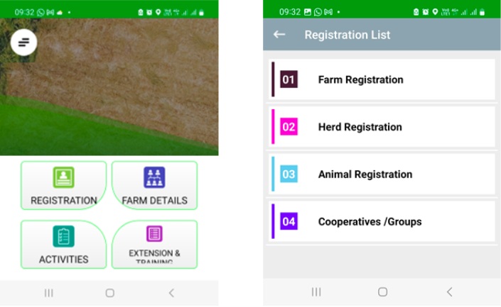 Landing and registration pages for the AADGG-Dairy data app