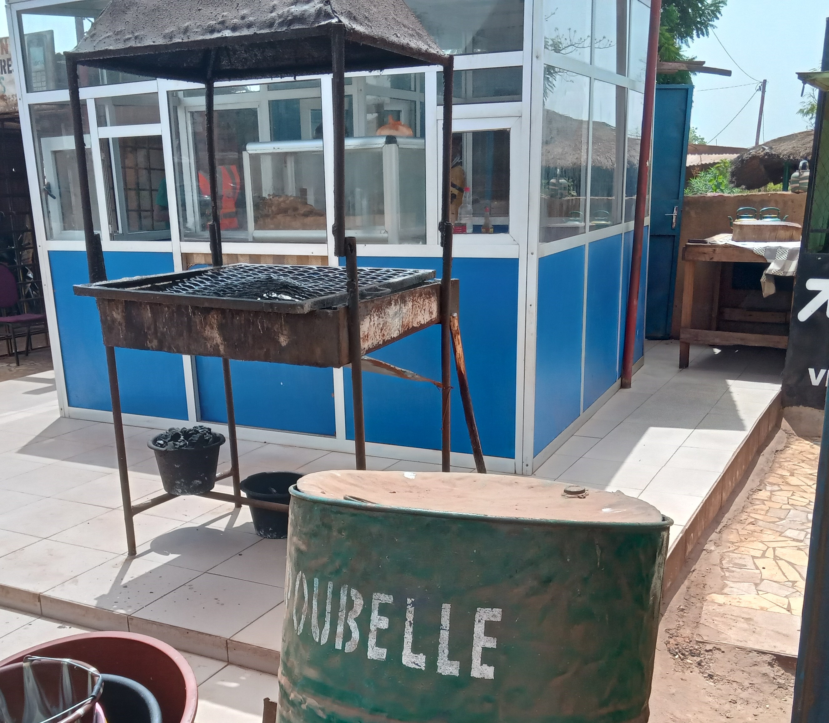 Chicken food stall in Burkina Faso