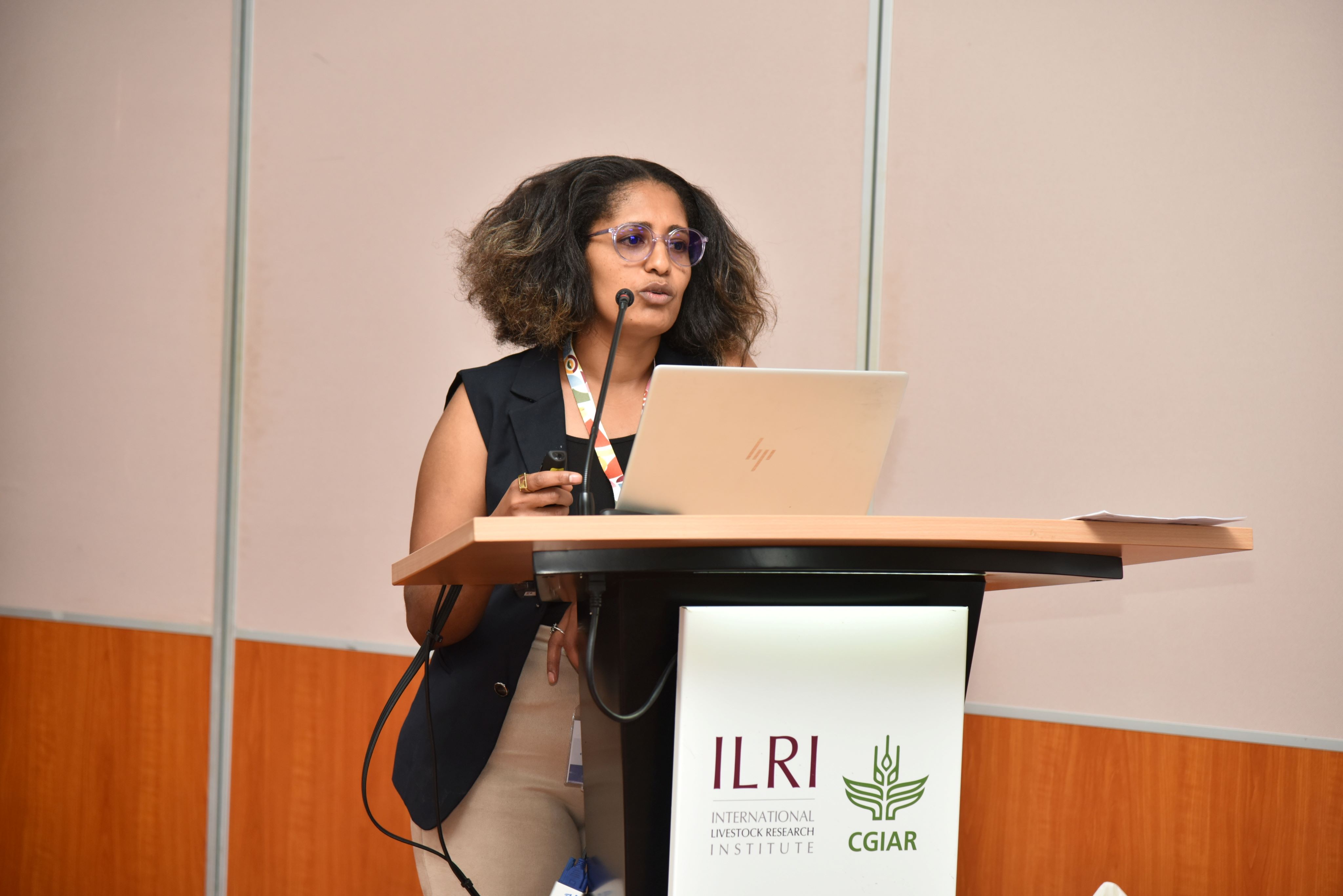 Genet Zewdi speaking at ILRI (photo credit:Frank Mwangi)