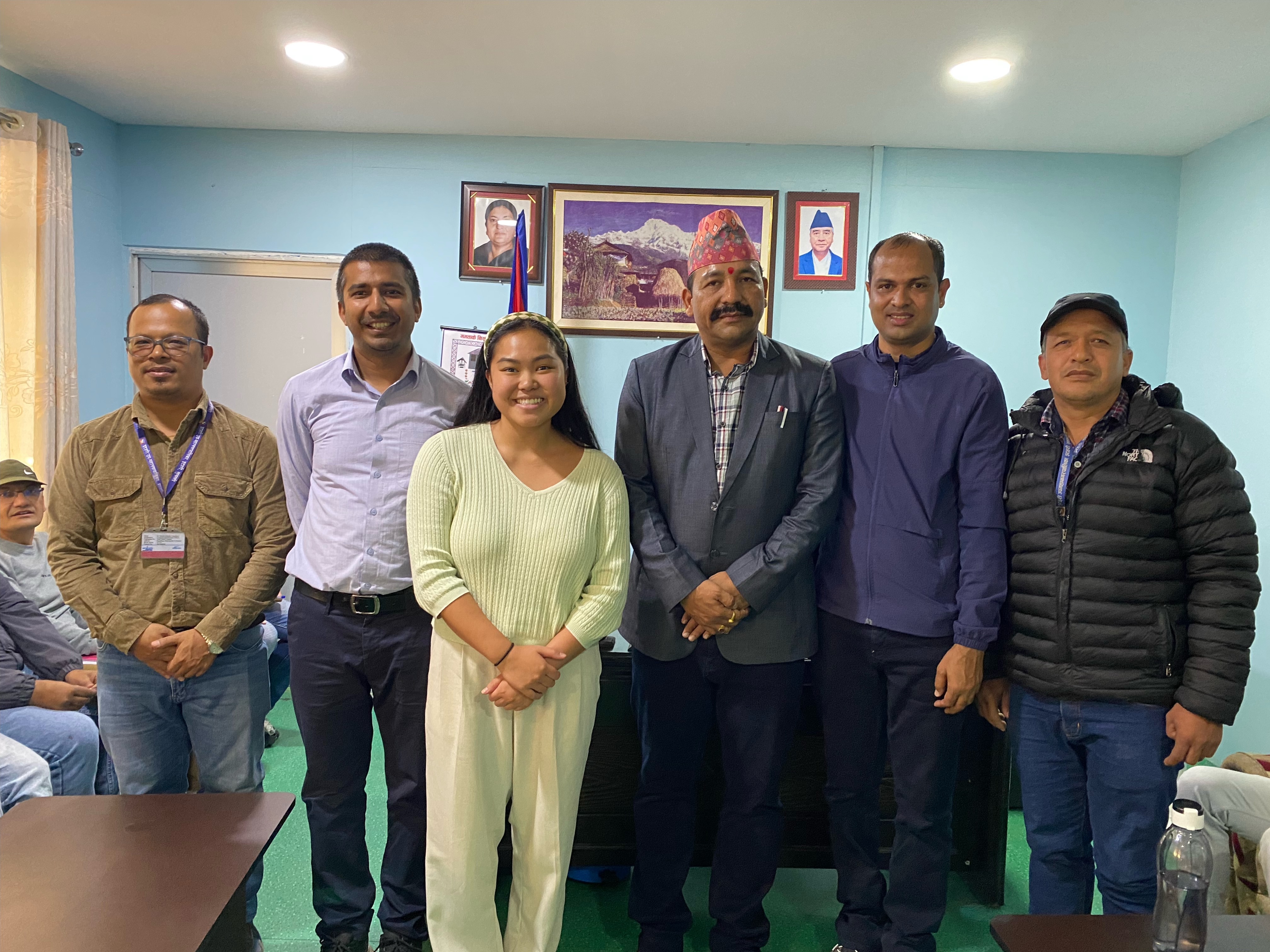 SAPLING Bhaisi team meeting with Hem Karna Paudel, mayor of Itahari (ILRI / Madeline Wong)