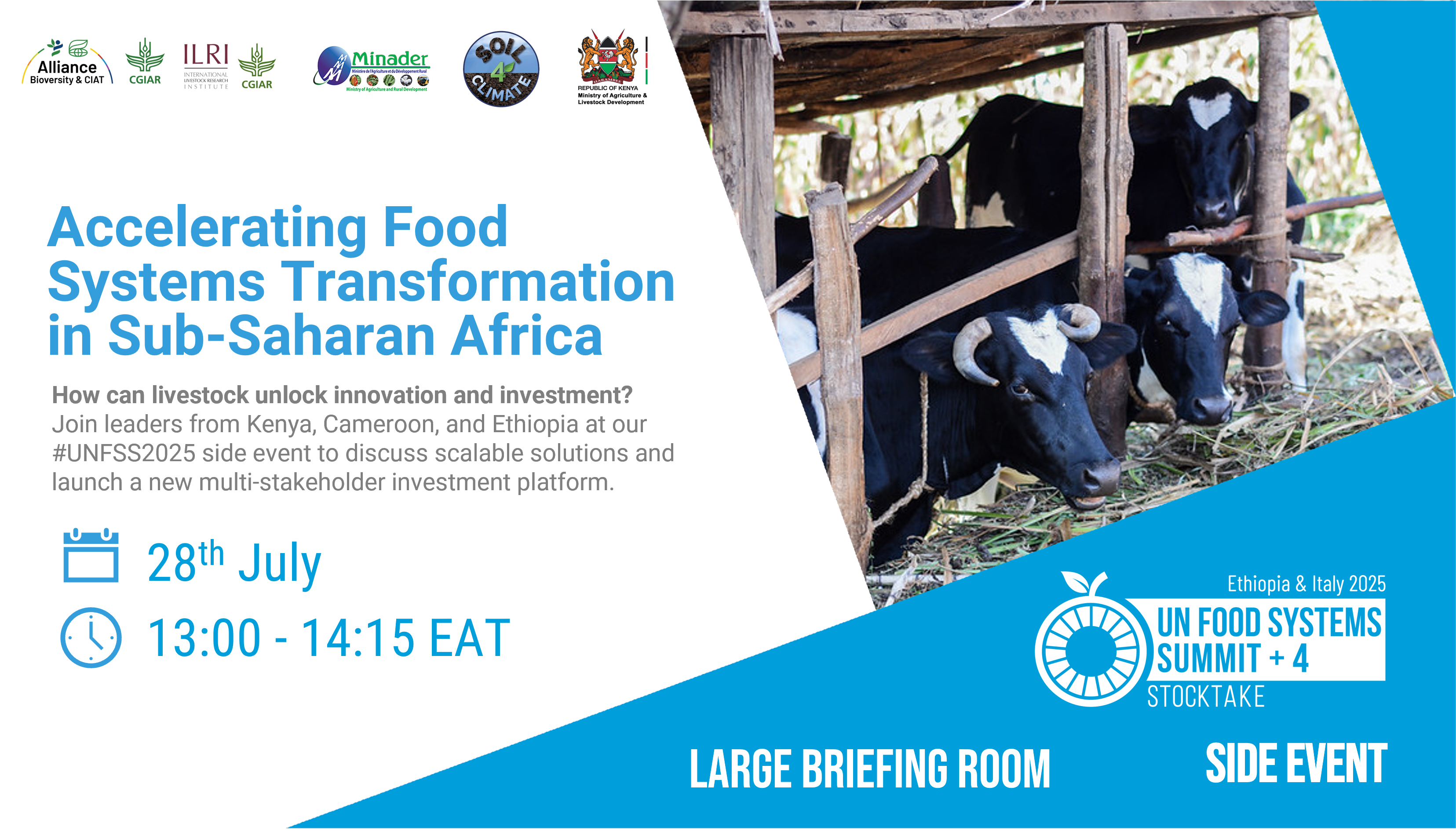 Join leaders from Kenya, Cameroon and Ethiopia at our #UNFSS2025 side event to discuss scalable solutions and launch a new multi-stakeholder investment platform side event