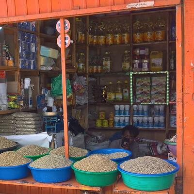 Local food shop in Addis Ababa, Ethiopia