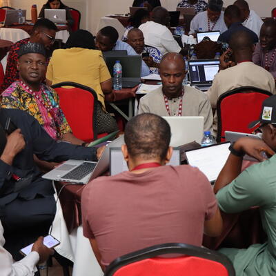 Participants during a data validation session at the Baseline Data Workshop in Abuja, Nigeria from 11-14 December 2024 (photo credit: ILRI / Folusho Onifade).