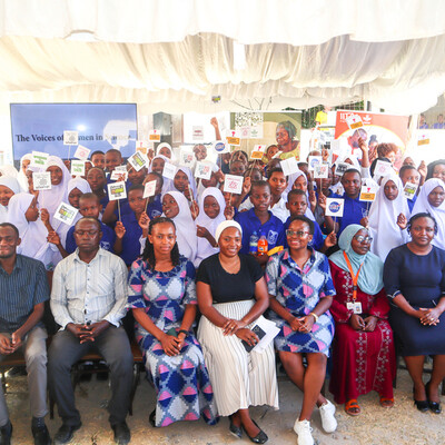 Group photo of CGIAR women with teachers and students during international Day of Women and Girls in Science (Photo credit: IITA/Hadi Rashid)