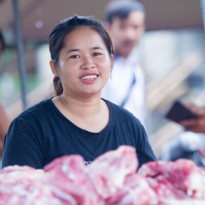 A pork retailer in Phu Tho Province, Vietnam