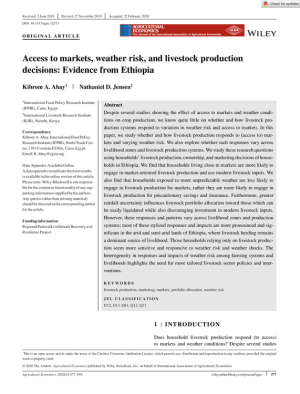 Agricultural Economics - 2020 - Abay - Access to markets weather risk and livestock production decisions Evidence from.pdf.jpg