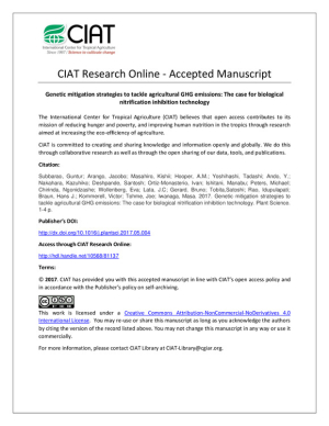 Genetic mitigation strategies to tackle agricultural GHG emissions The case for biological nitrification inhibition technology - Manuscript.pdf.jpg