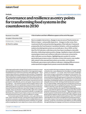 Governance and resilience as entry points for transforming food systems ...