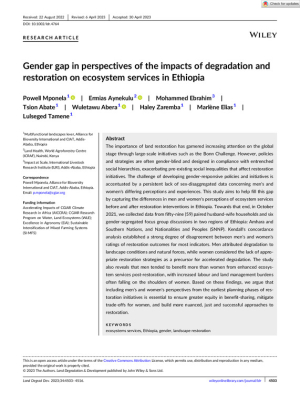 Land Degrad Dev - 2023 - Mponela - Gender gap in perspectives of the impacts of degradation and restoration on ecosystem.pdf.jpg