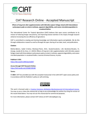 M-Effects of long-term diet supplementation with Gliricidia sepium foliage mixed with Enterolobium cyclocarpum pods on enteric methane, apparent digestibility, and rumen microbial population in crossbred heifers.pdf.jpg