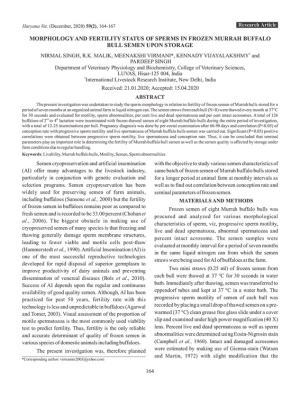 Morphology and fertility status of sperms in frozen Murrah Buffalo Bull smen upon storage.pdf.jpg