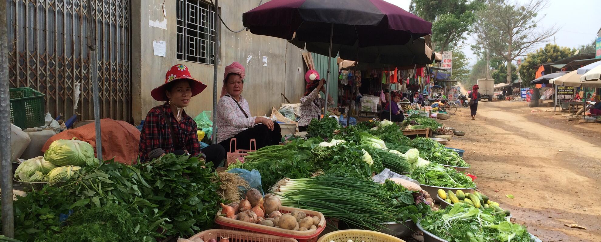 Food market in Son La province, Vietnam