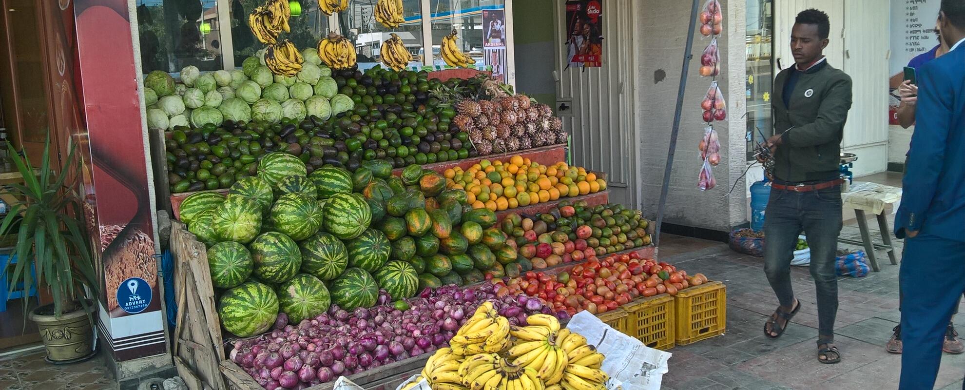Fruit and vegetable shop in Addis Ababa, Ethiopia