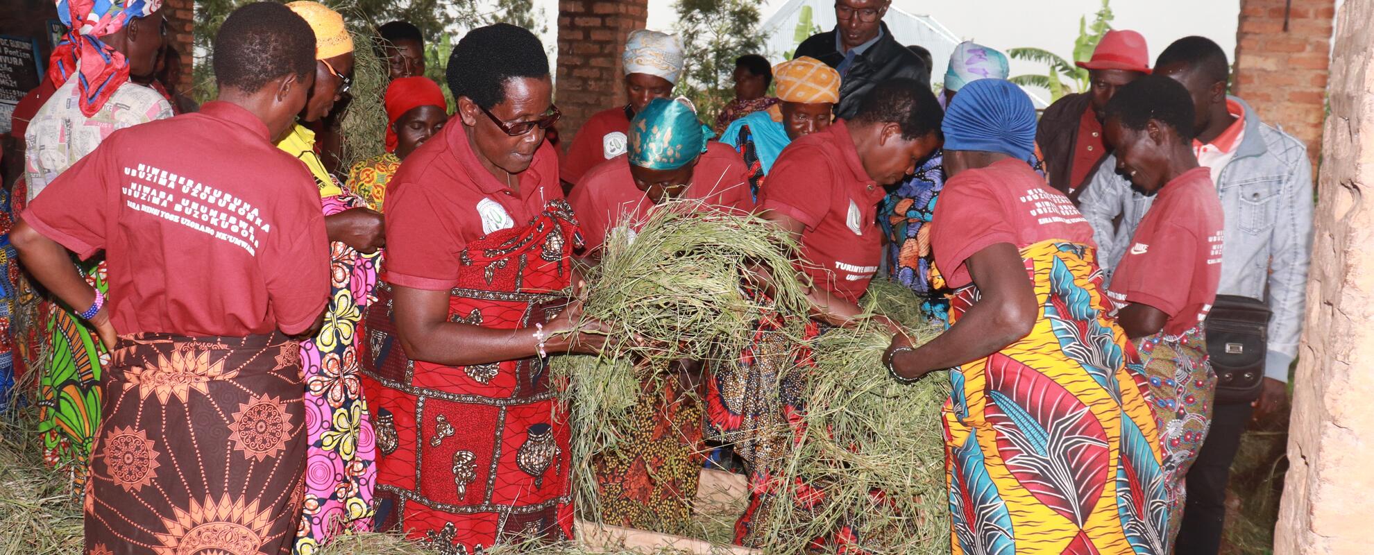 Members of Kigamba Cooperative of Cankuzo Province after a success hay preparation session during the training