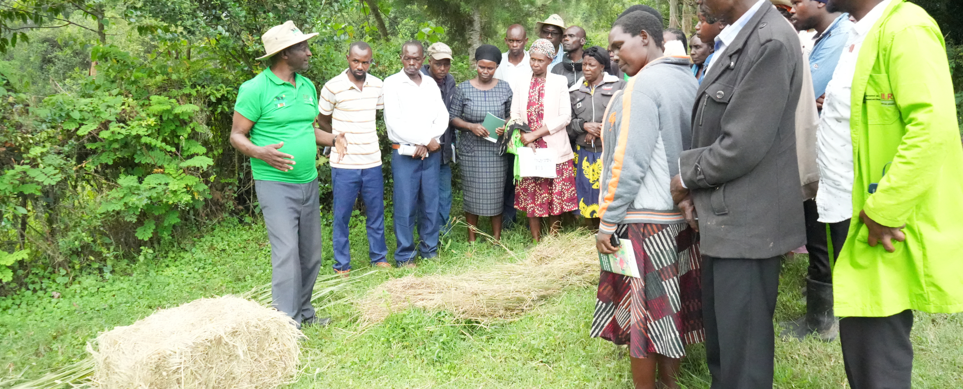 Farmers learning about Hay making from a Pioneer Farmer