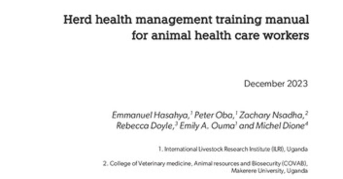 Herd health management training manual for animal health care workers