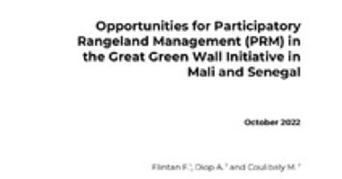 Brief Opportunities for Participatory Rangeland Management (PRM) in