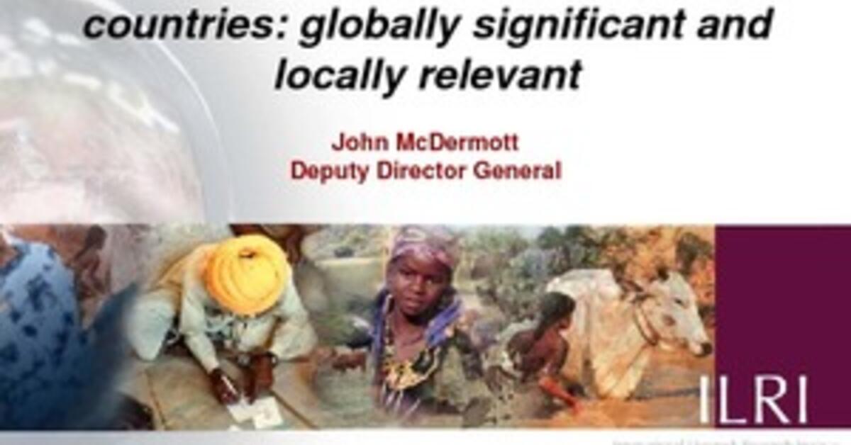 Livestock production in developing countries Globally significant and