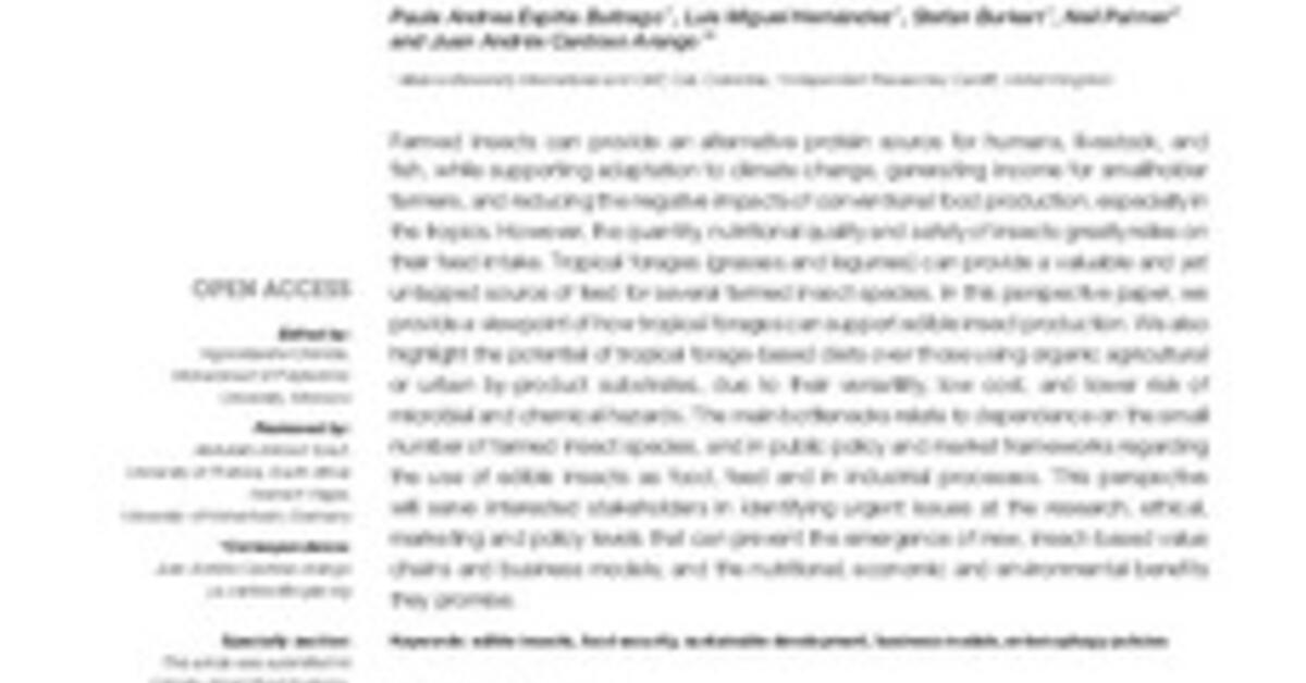 Forage-fed insects as food and feed source: Opportunities and ...