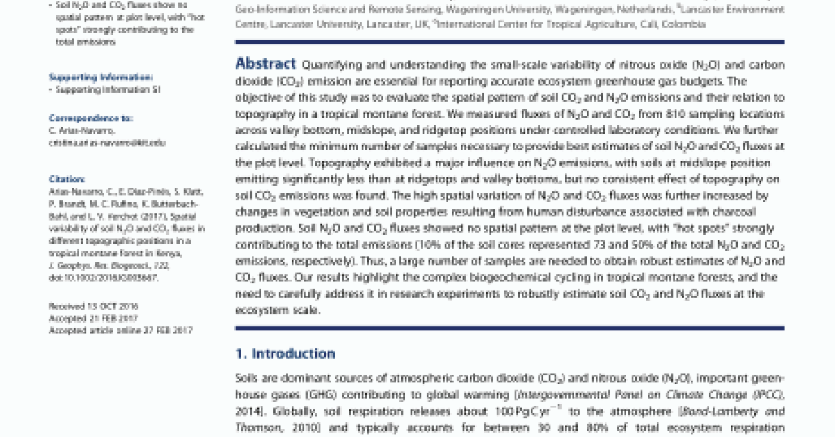 Spatial variability of soil N2O and CO2 fluxes in different topographic ...