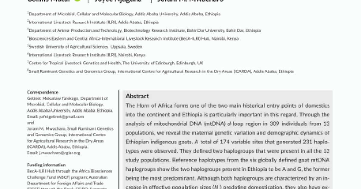 Mitochondrial DNA variation reveals maternal origins and demographic ...