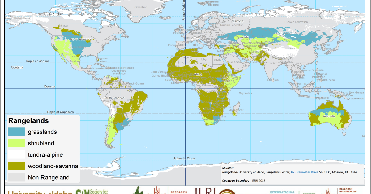 Global rangelands with country boundaries