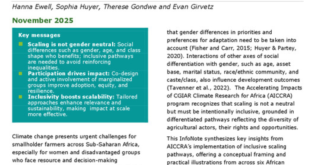Inclusive Scaling Pathways: Insights from AICCRA’s work on climate ...