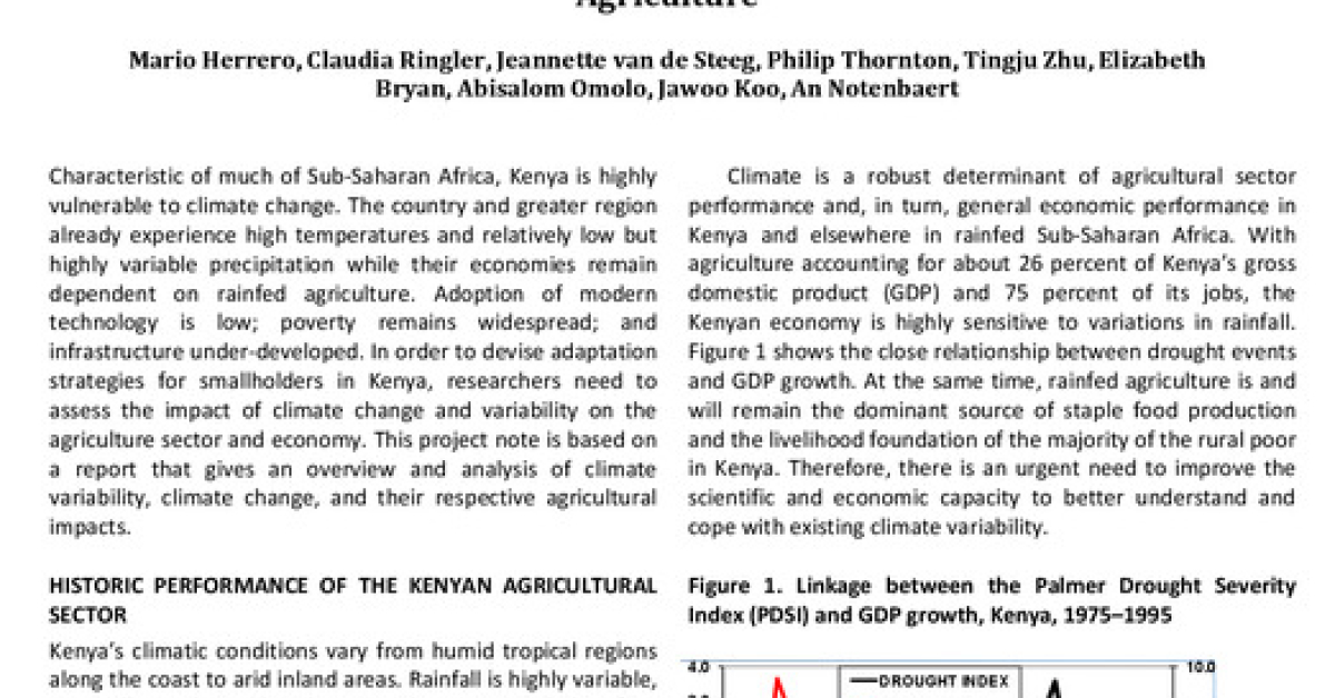 Climate variability and climate change: Impacts on Kenyan agriculture