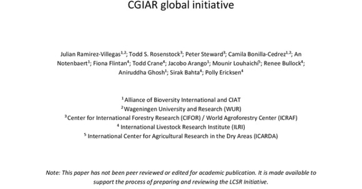 Data and evidence-driven assessment of priorities for the Livestock ...