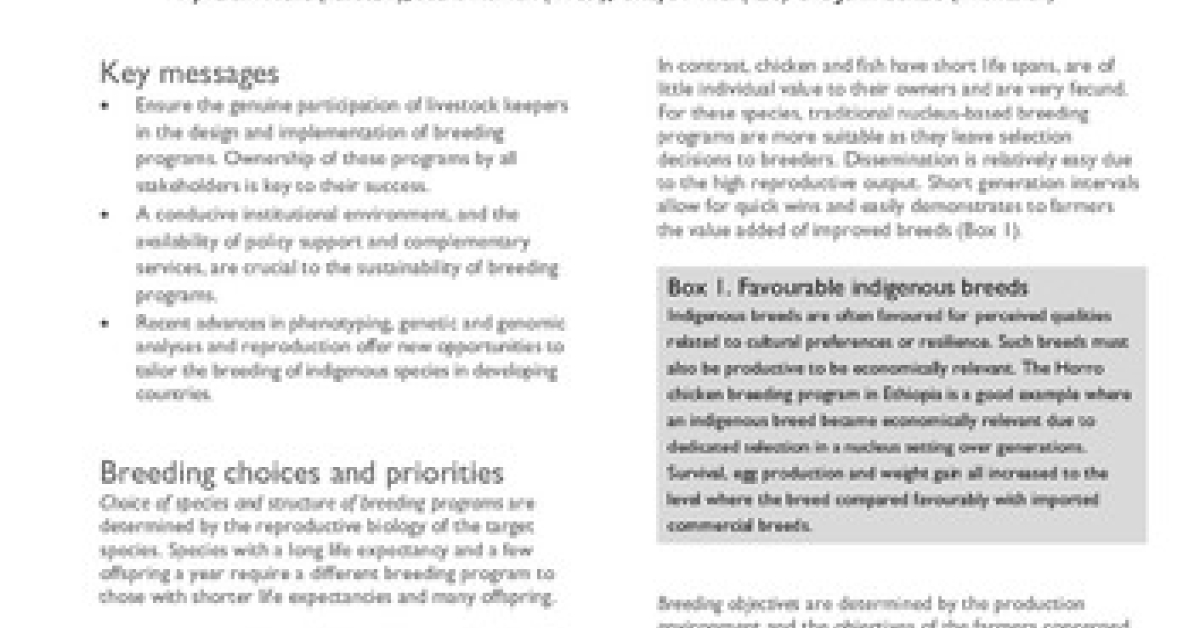 Delivering animal breeding programs in developing countries: Some ...