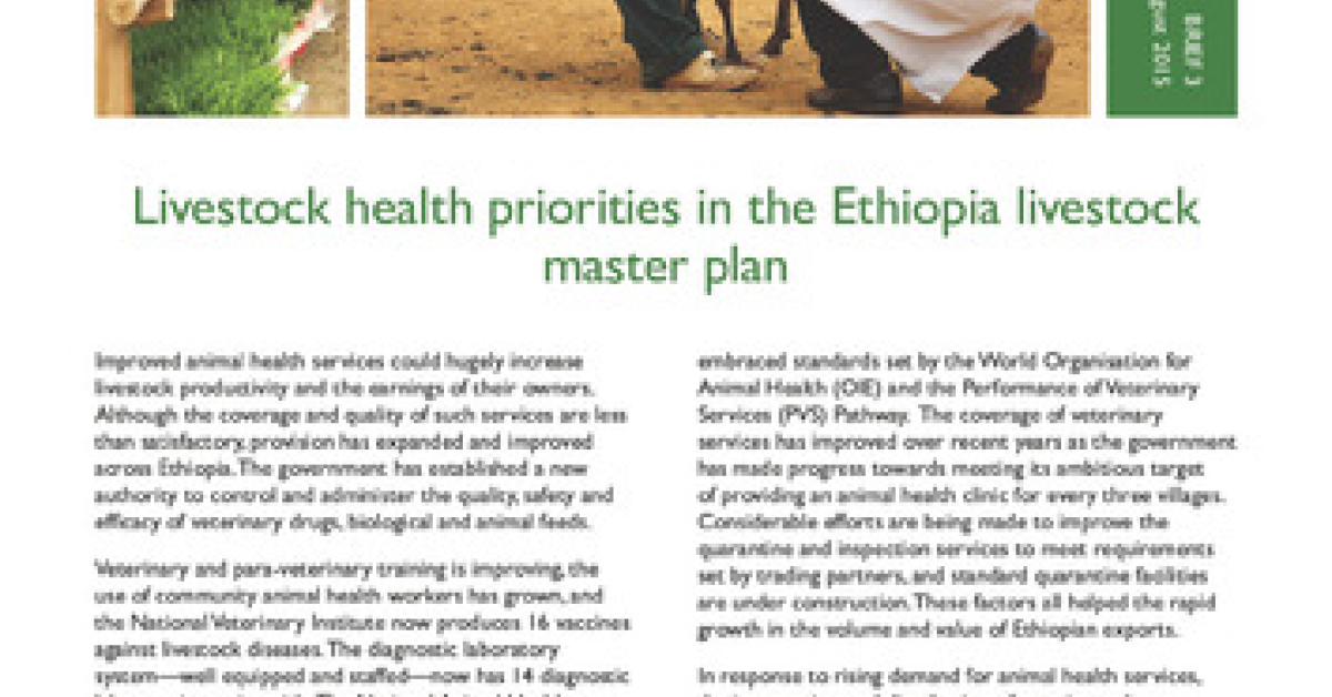 Livestock health priorities in the Ethiopia livestock master plan