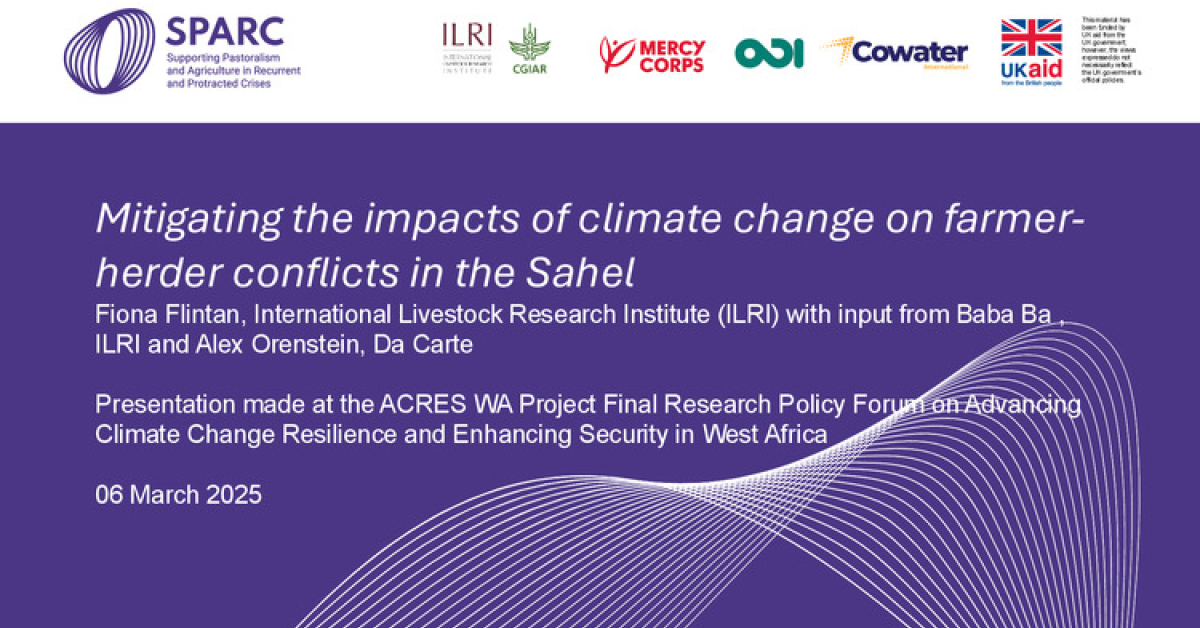 Mitigating the impacts of climate change on farmerherder conflicts in ...