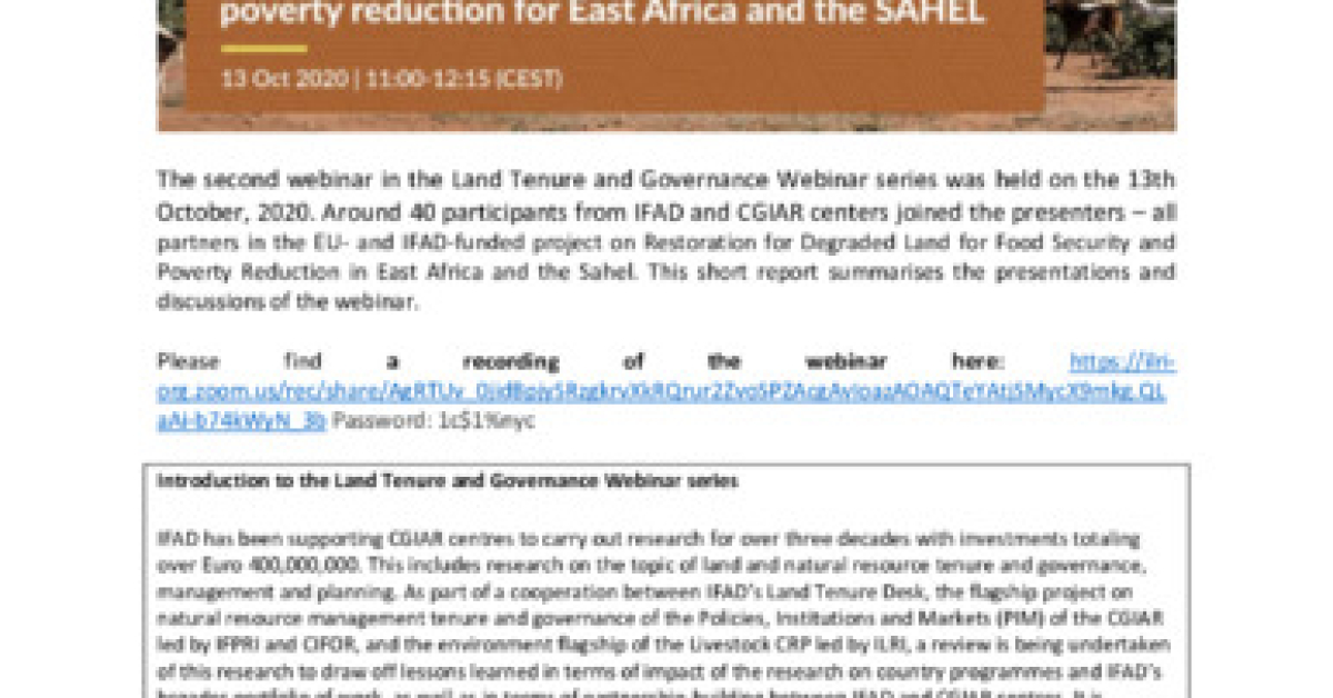 Restoration of degraded land for food security and poverty reduction in ...