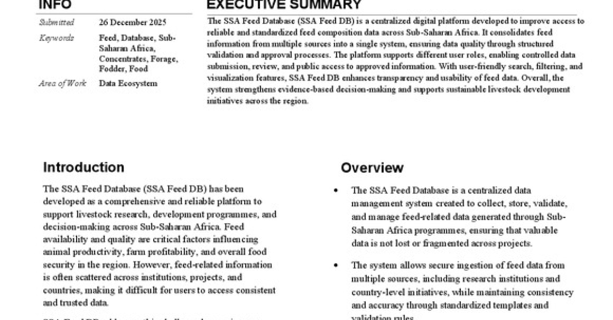 Feedee Database SSA Feed Database: A Centralized Platform for Feed Data Management in ...