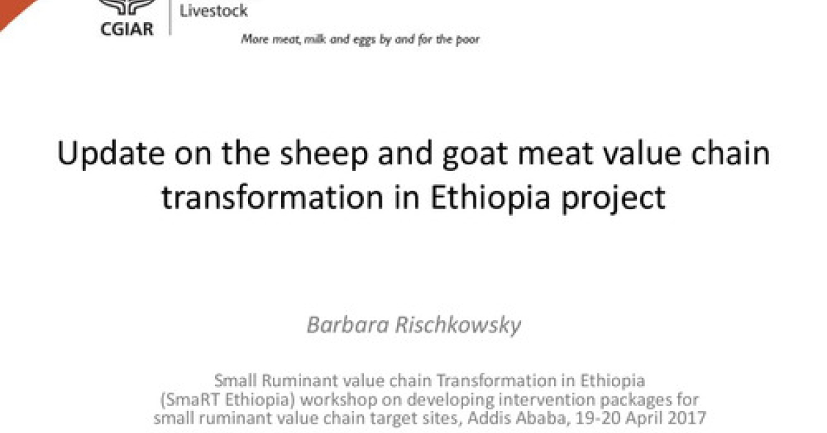 Update on the sheep and goat meat value chain transformation in ...