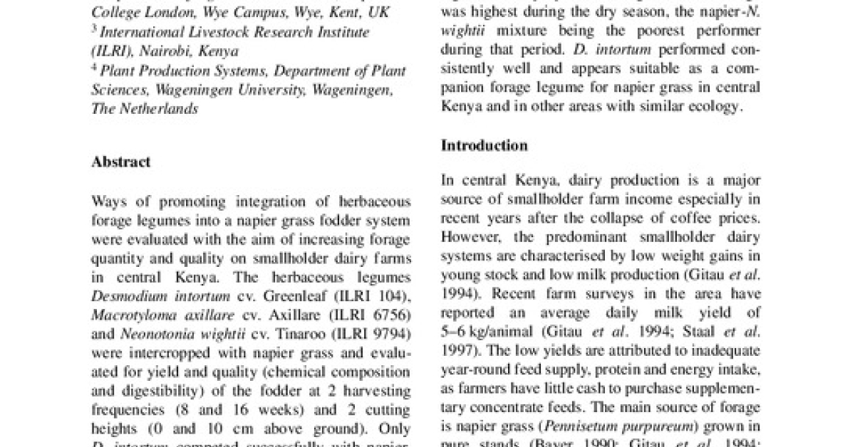 Forage legumes for improved fallows in agropastoral systems of subhumid ...