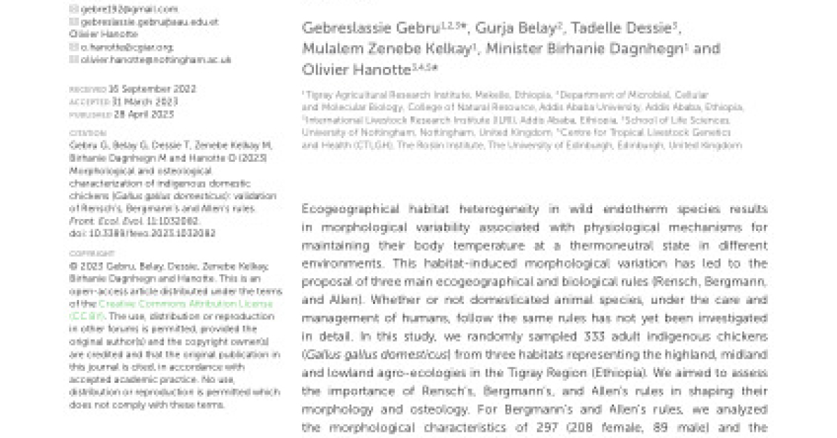 Morphological and osteological characterization of indigenous domestic ...